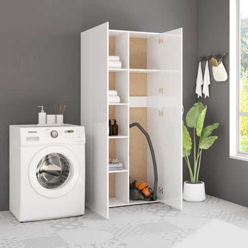 Swen Studio -  Storage Cabinet High Gloss White 80x35.5x180 cm Chipboard